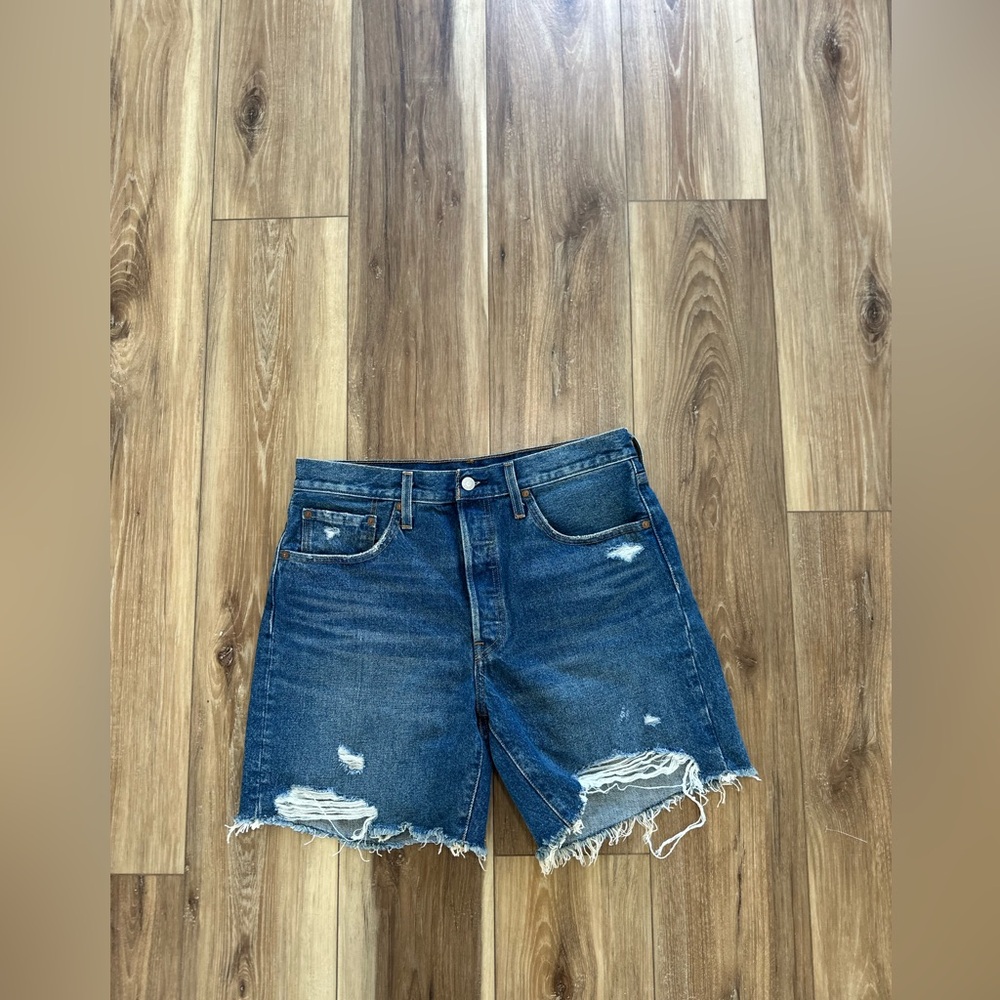 Levi's Blue Distressed Denim Shorts